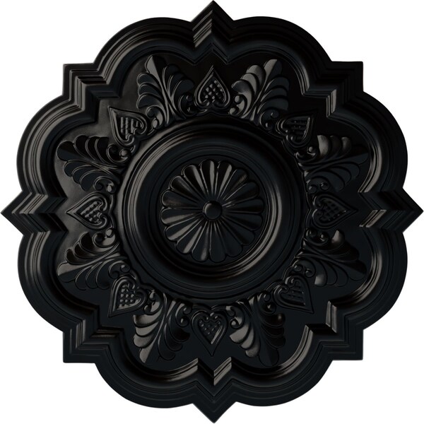 Ekena Millwork Deria Ceiling Medallion (Fits Canopies up to 6"), Hand-Painted Jet Black, 20 1/4"OD x 1 1/2"P CM20DRBLF - main